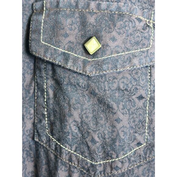 Rancho Estancia Western Floral Pearl Snap Shirt Gray Blue Mens Cowboy Rodeo XXL - Picture 4 of 8